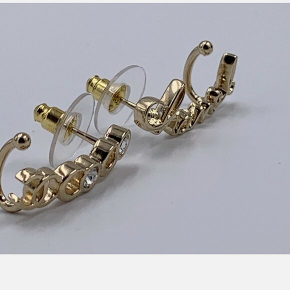 Authentic CHANEL Coco Chanel logo earrings with gold hardware Brand New - Picture 8 of 10